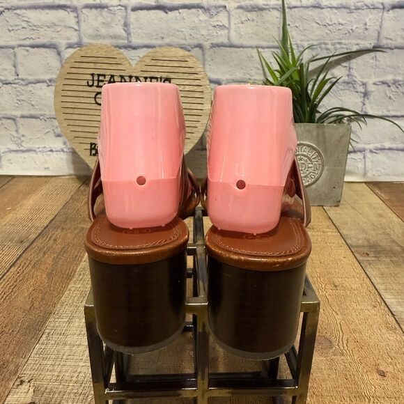 Tory Burch Tiny Miller Toe Ring High Block Sandals size 9 brown leather - Picture 9 of 12